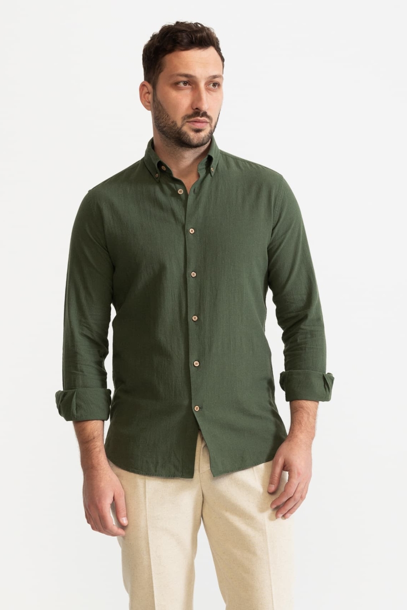 De IONESCU mannen vegan Shirt Godeanu Forest Green