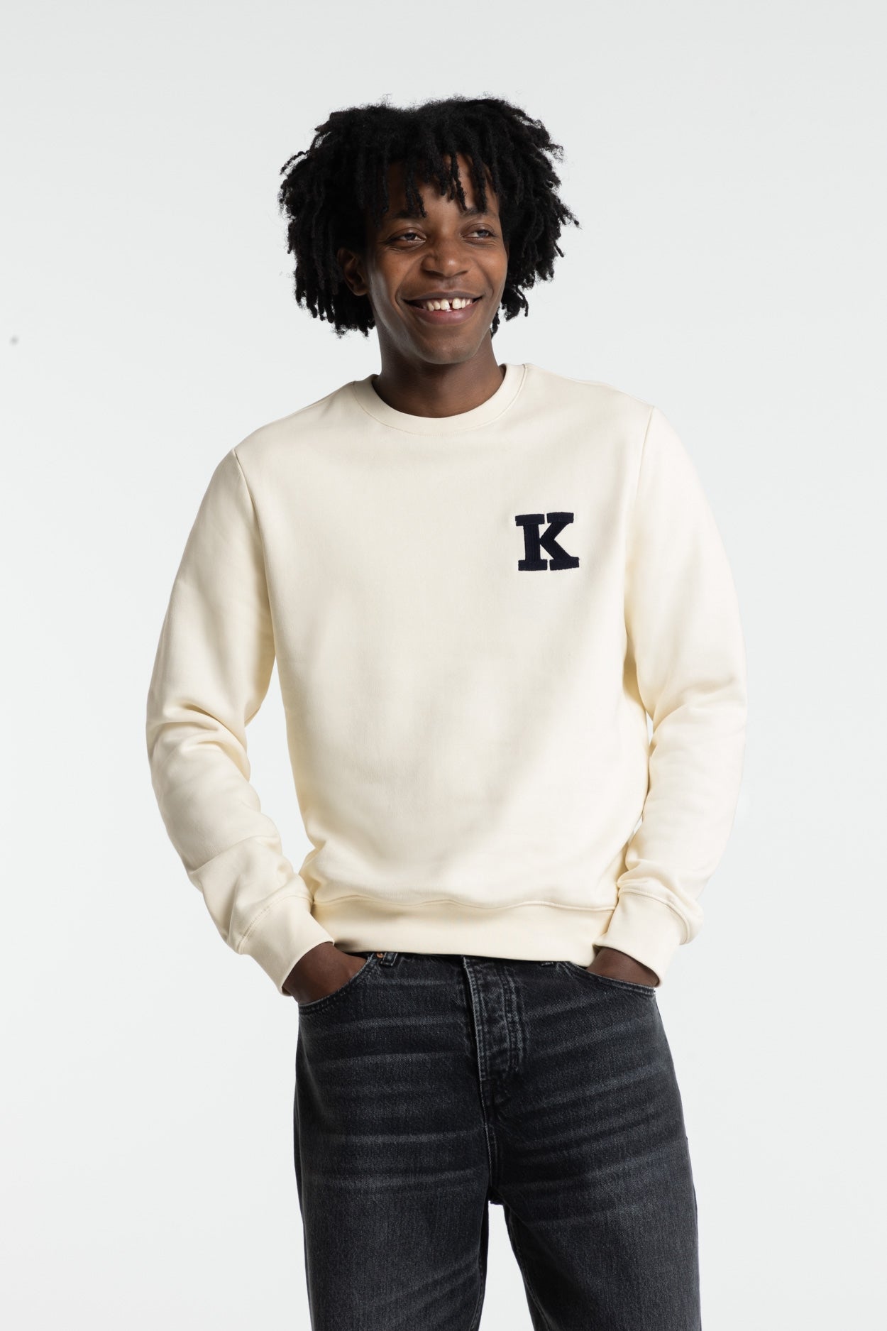 Kings of Indigo mannen vegan Sweatshirt Stephen Cloud Dancer Wit