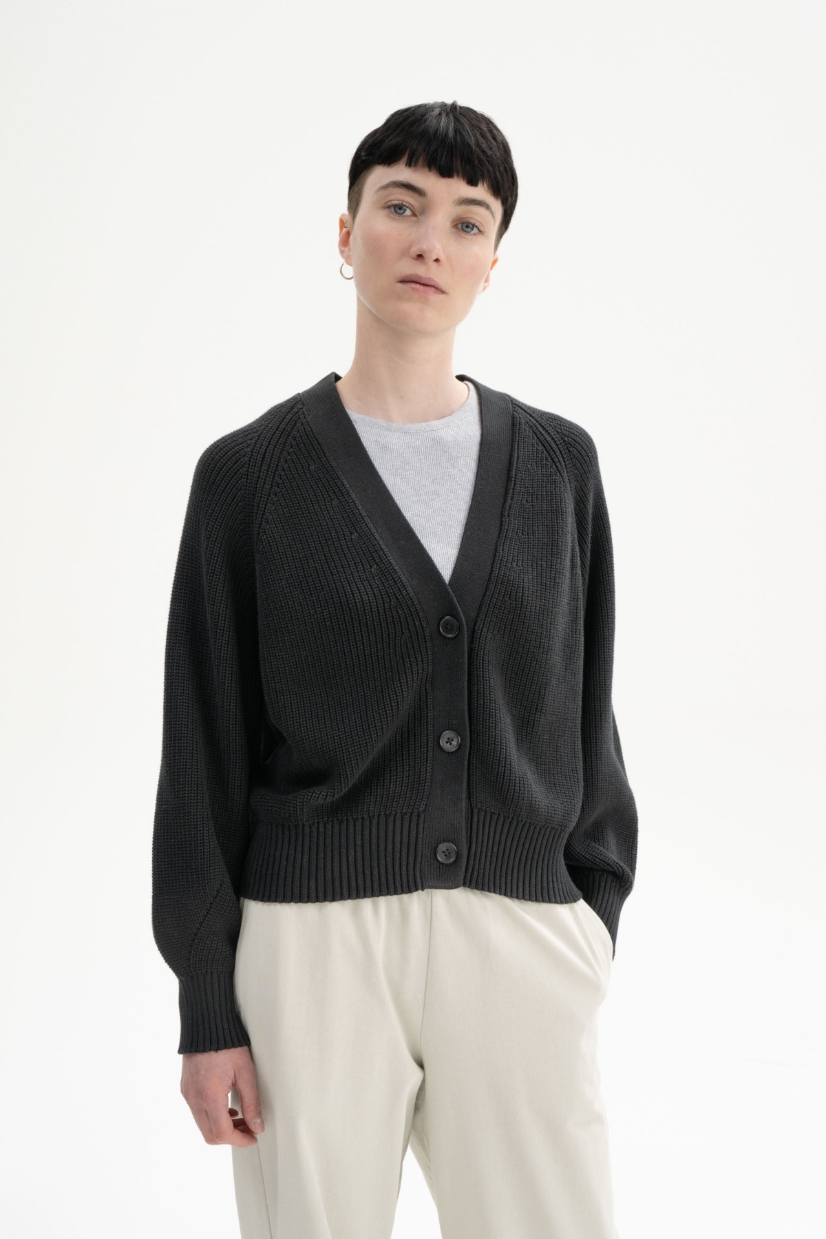 MELA  Ribgebreide Cardigan Bhuma Zwart
