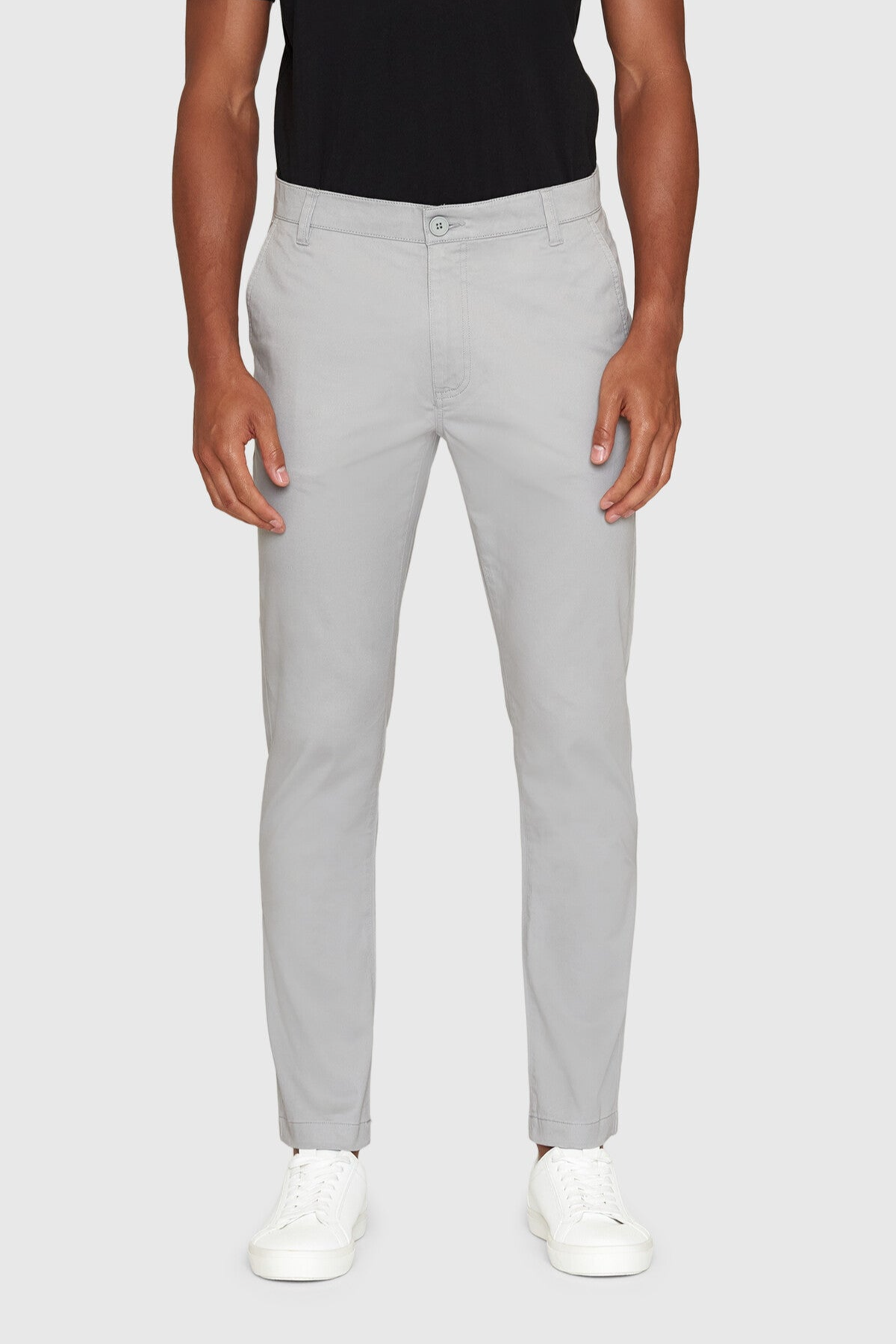 KnowledgeCotton Apparel mannen vegan Chinobroek Luca Slim Twill Alloy Grijs