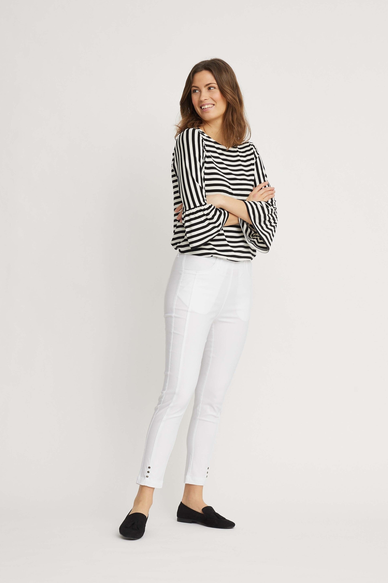 LAURIE  Broek Chloe Slim Crop Wit