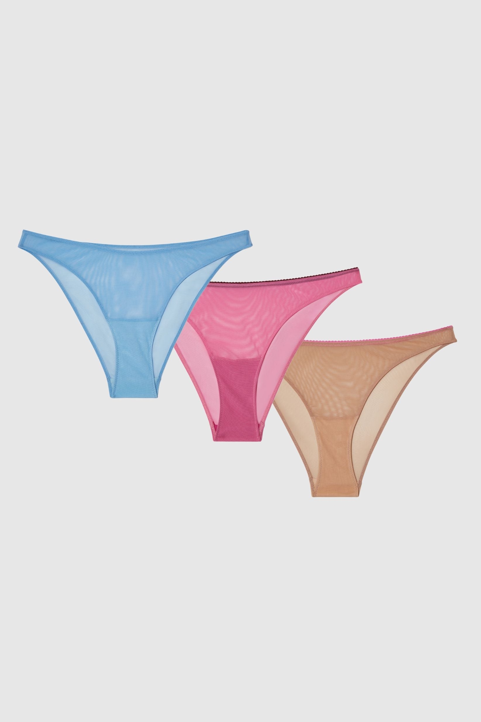 Understatement  Mesh Bikini Slip Pack Blauw, Roze En Zand
