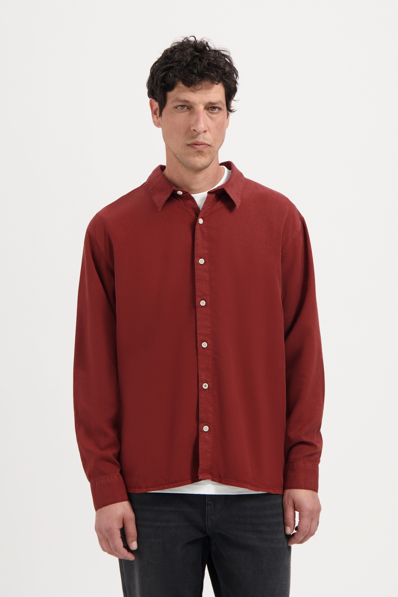 Kuyichi mannen vegan Overshirt Jack Brick Red
