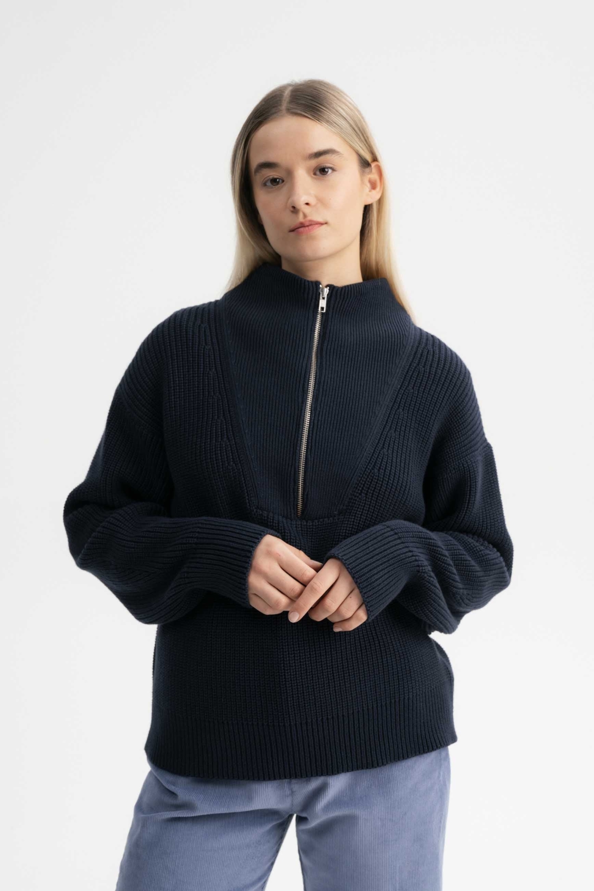 MELA  Troyer Rib Gebreid Kimaya Marineblauw