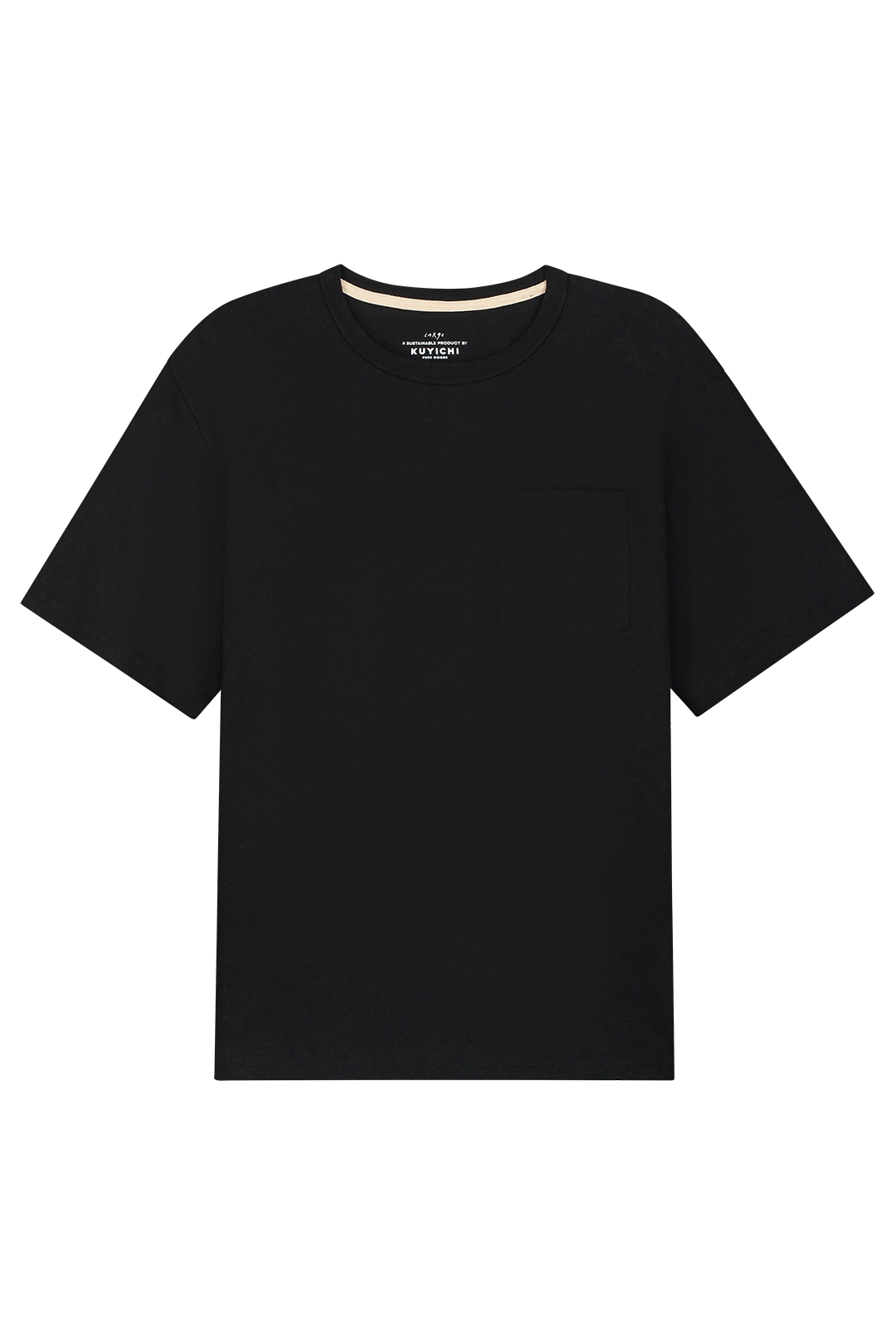 Kuyichi mannen vegan T-Shirt Hennep Pocket Liampo Gitzwart