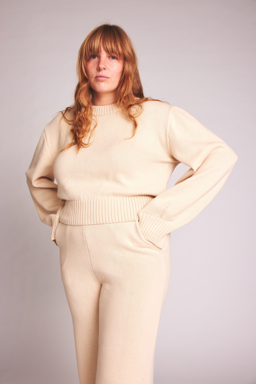 Baìge the Label  Gebreide Trui Cara Lichtbeige Nature