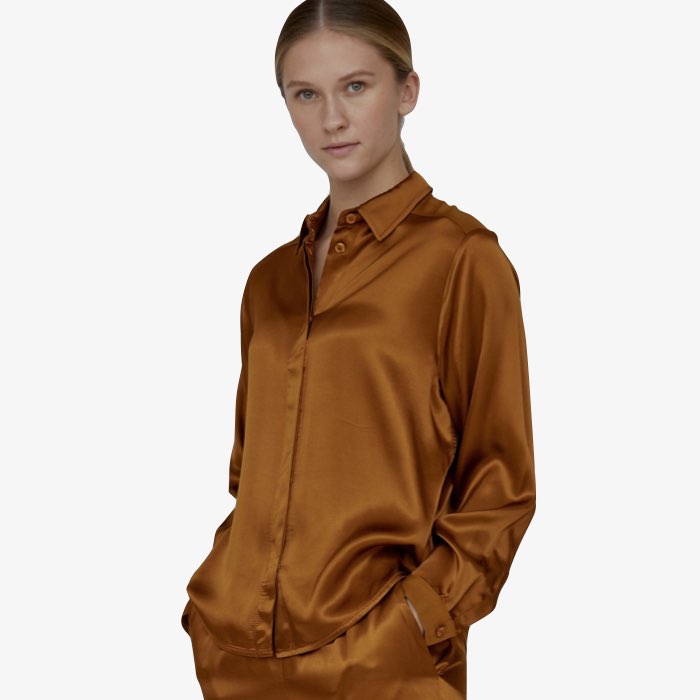 Satijnen Shirt Flora | Basic Apparel | Karamel