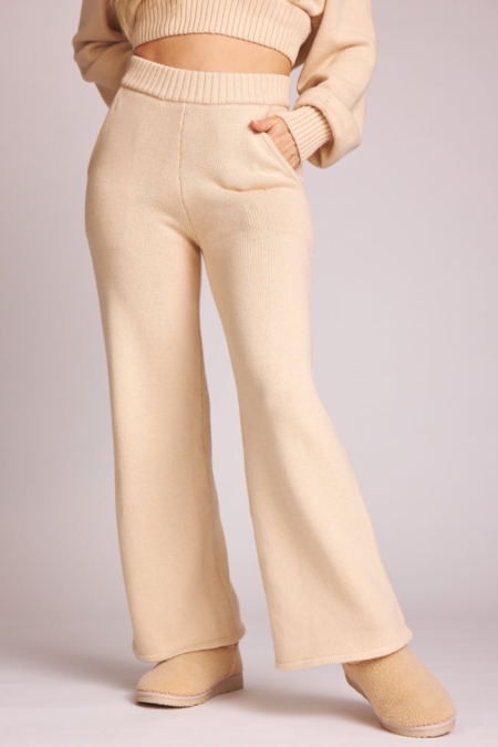 BaÃ¬ge the Label  Gebreide Broek Charlie Lichtbeige
