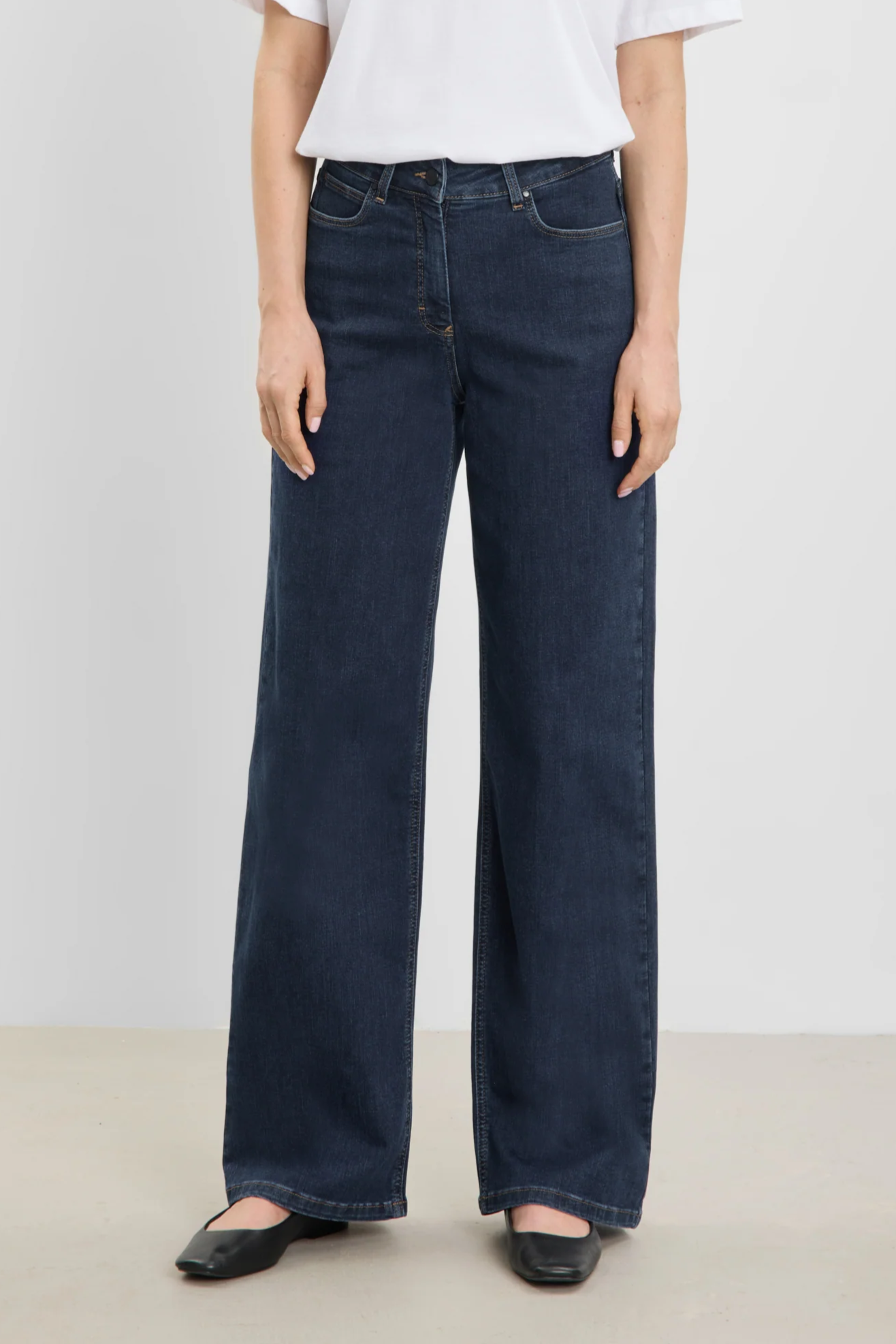 LAURIE  Jeans Carol Loose Medium Lengte Donkerblauwe Denim