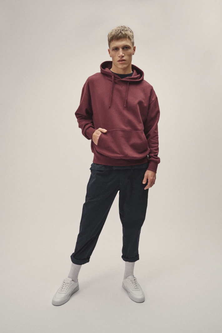 WOTE mannen vegan Hoodiesweater Donkerrood