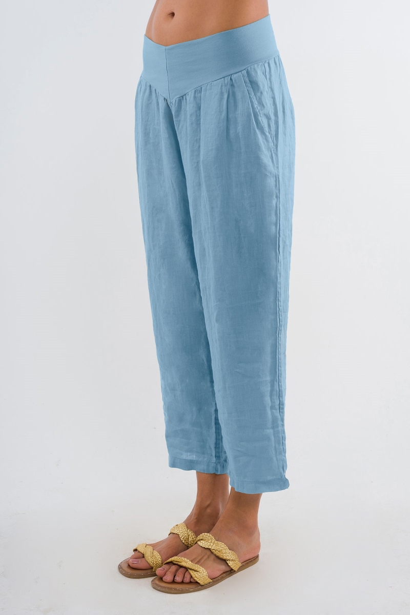 RAVENS VIEW IBIZA  Linnen Broek Sophia Faded Denim