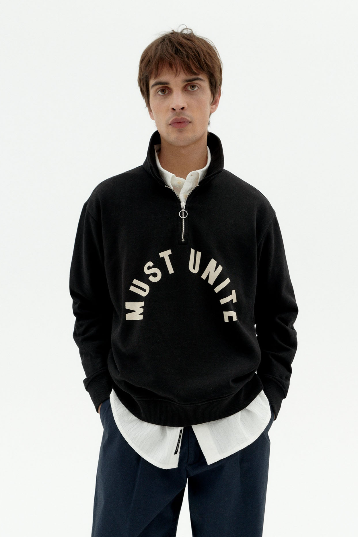 Thinking MU mannen vegan Sweatshirt Moet Verenigen Gallagher Zwart