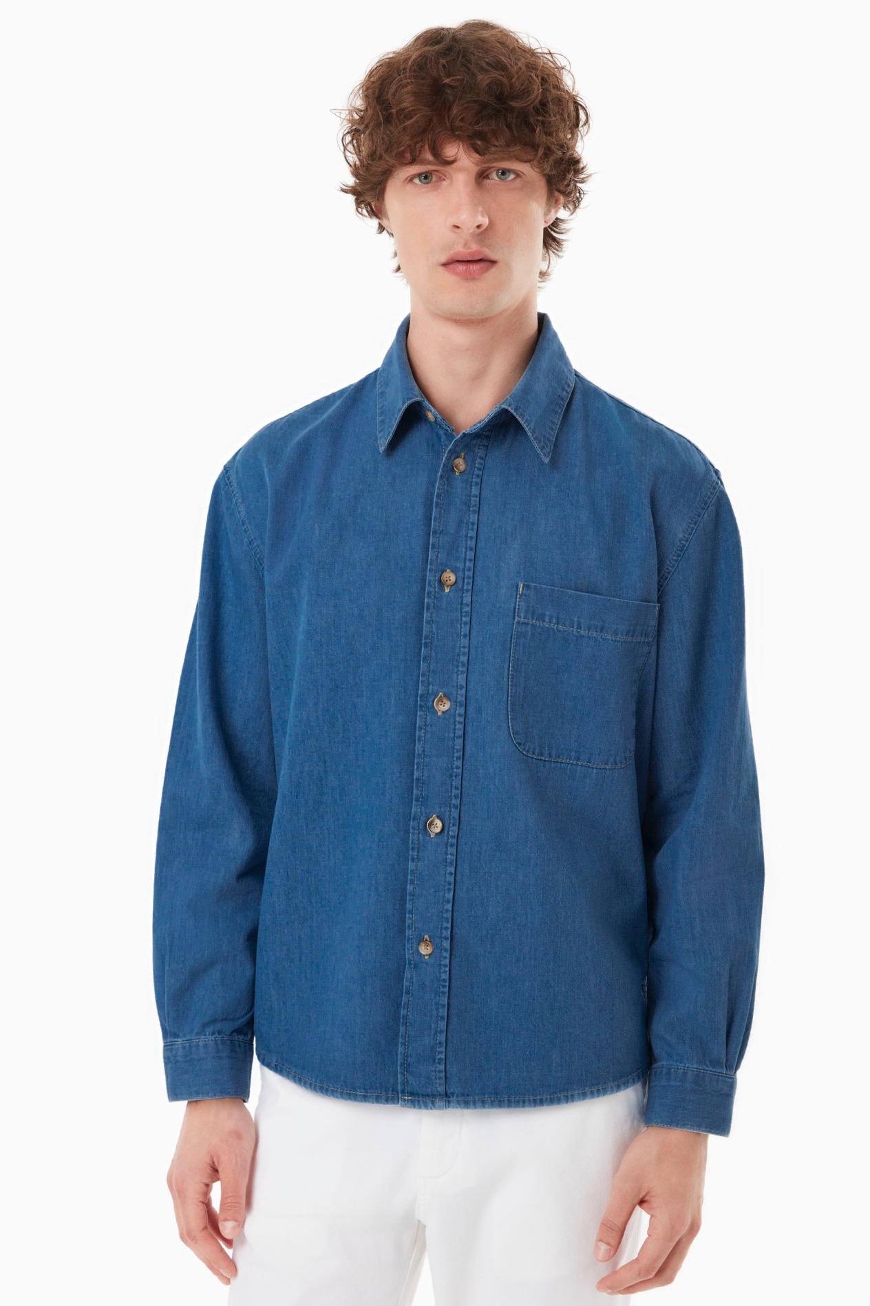 ORGANICATION mannen vegan Overhemd Medium Blauw