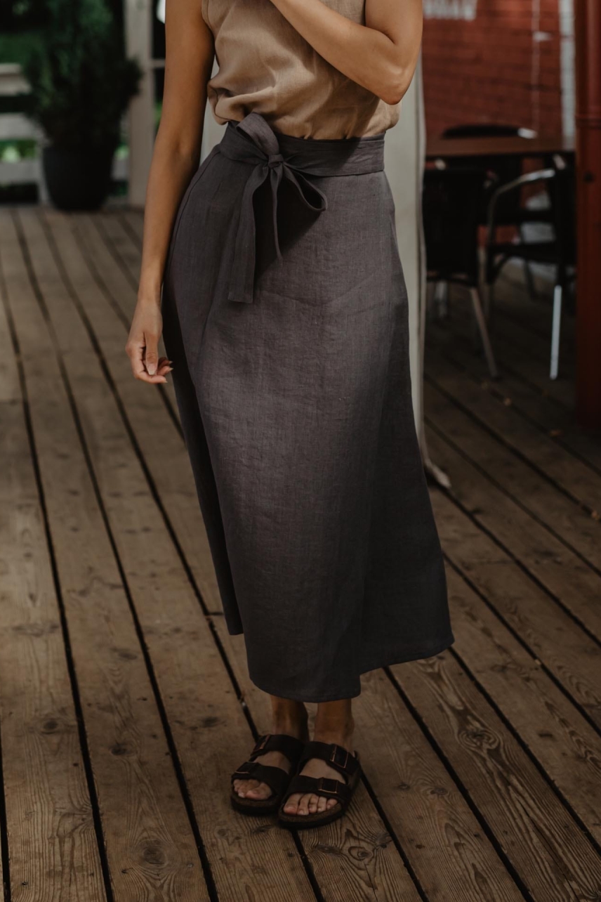 AmourLinen  Wikkelrok Iris Charcoal