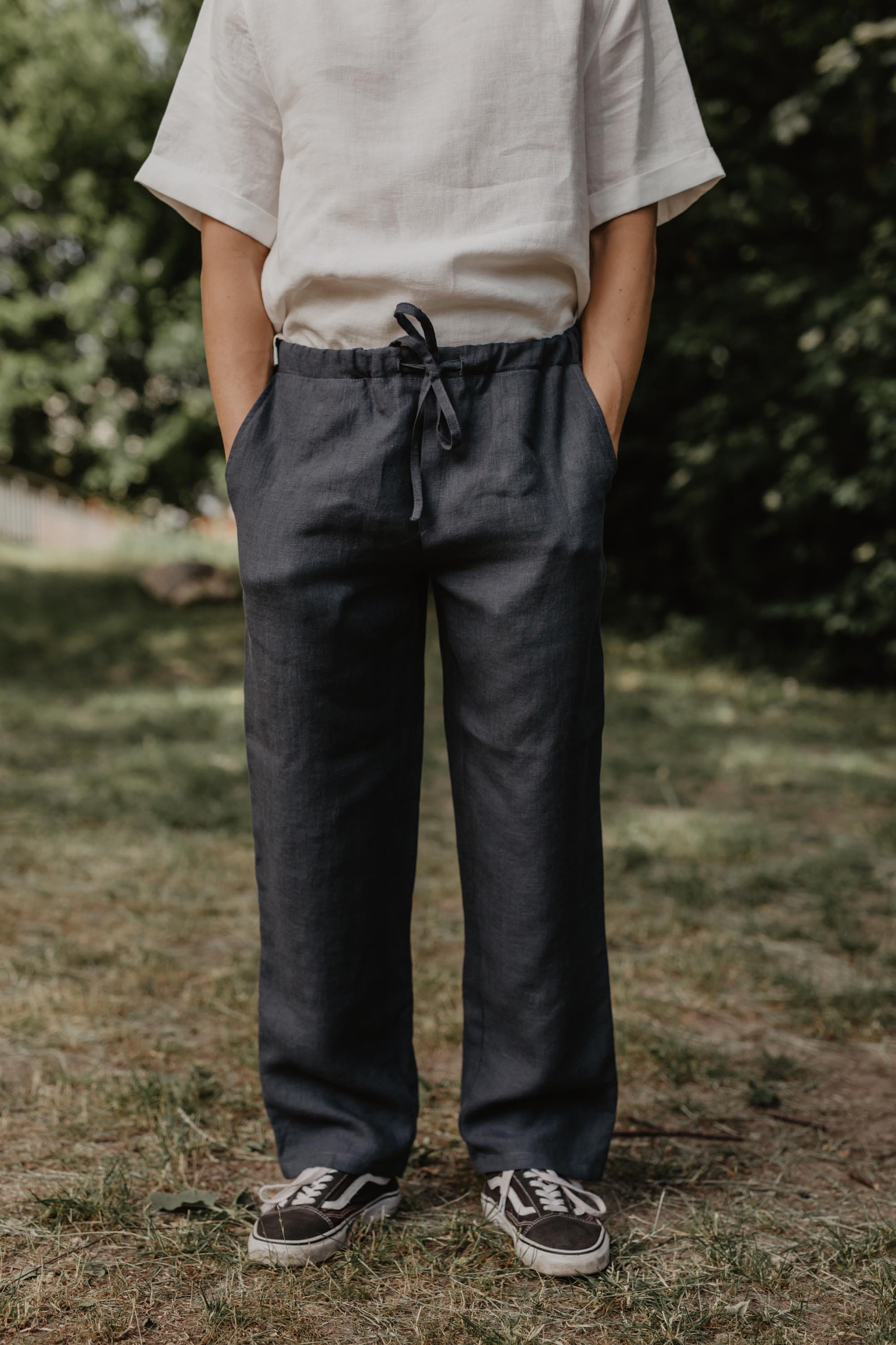 AmourLinen mannen vegan Broek Adonis Charcoal