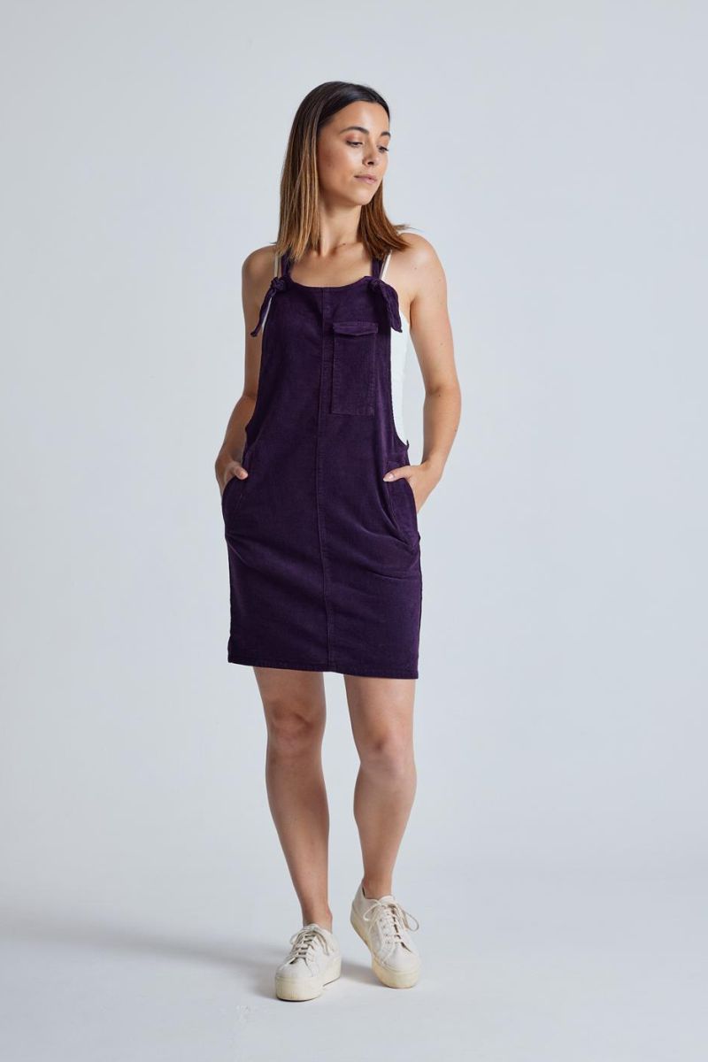 Flax and Loom Peggy Corduroy Jurk - Paars