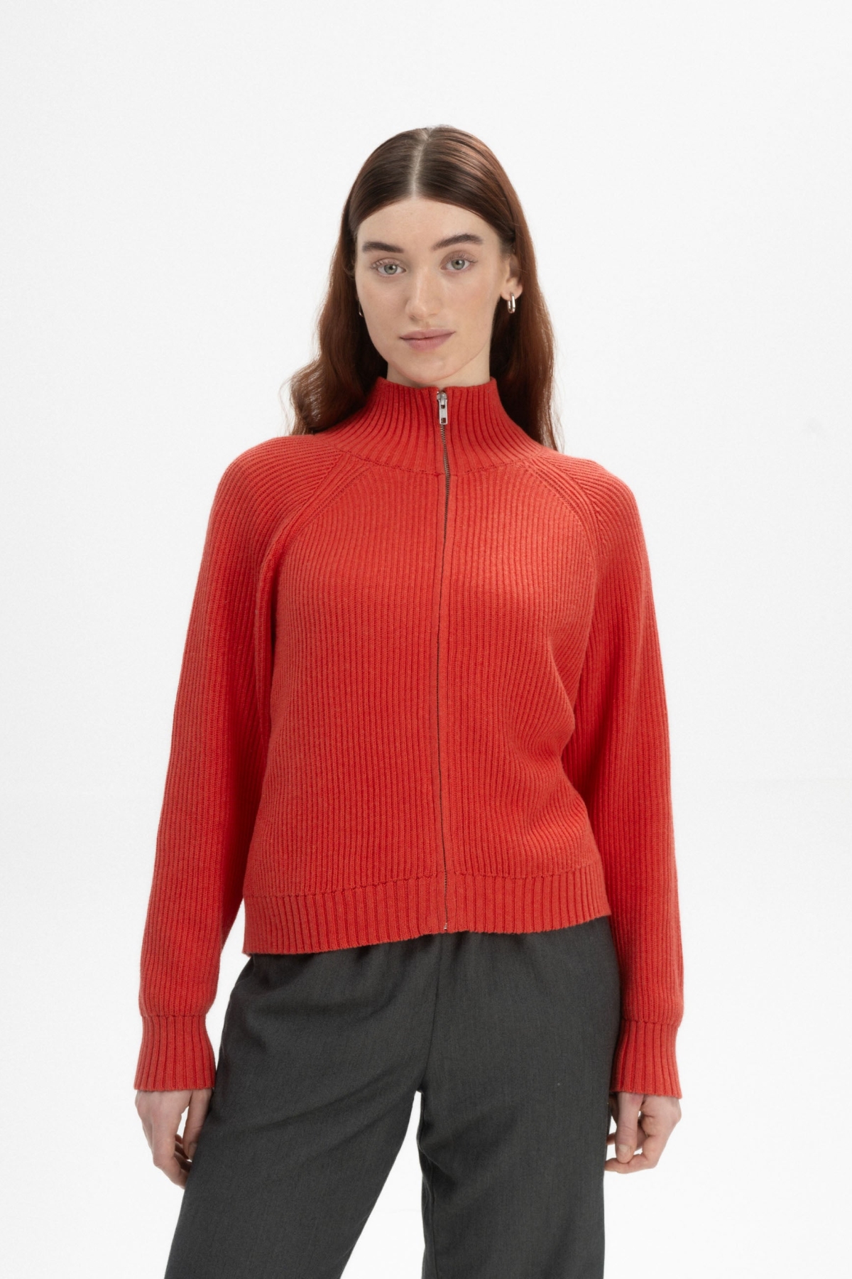 MELA  Gebreid Vest Rib Kamuka Red Apple Melange