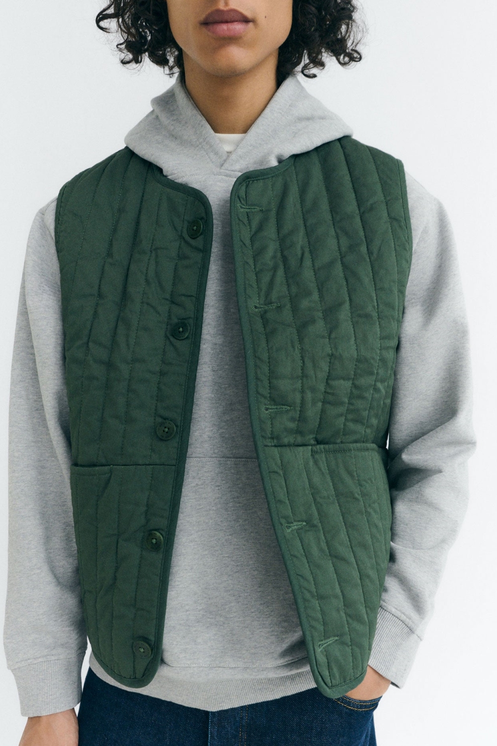 Thinking MU mannen vegan Vest Quilted Jon Donker Eucalyptus Groen