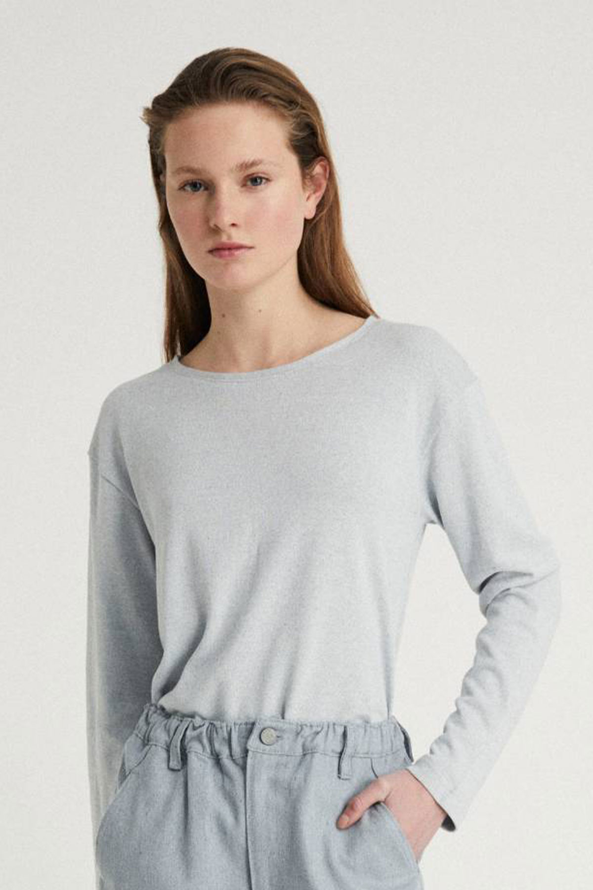 Infinitdenim  Boothals T-Shirt Grijs