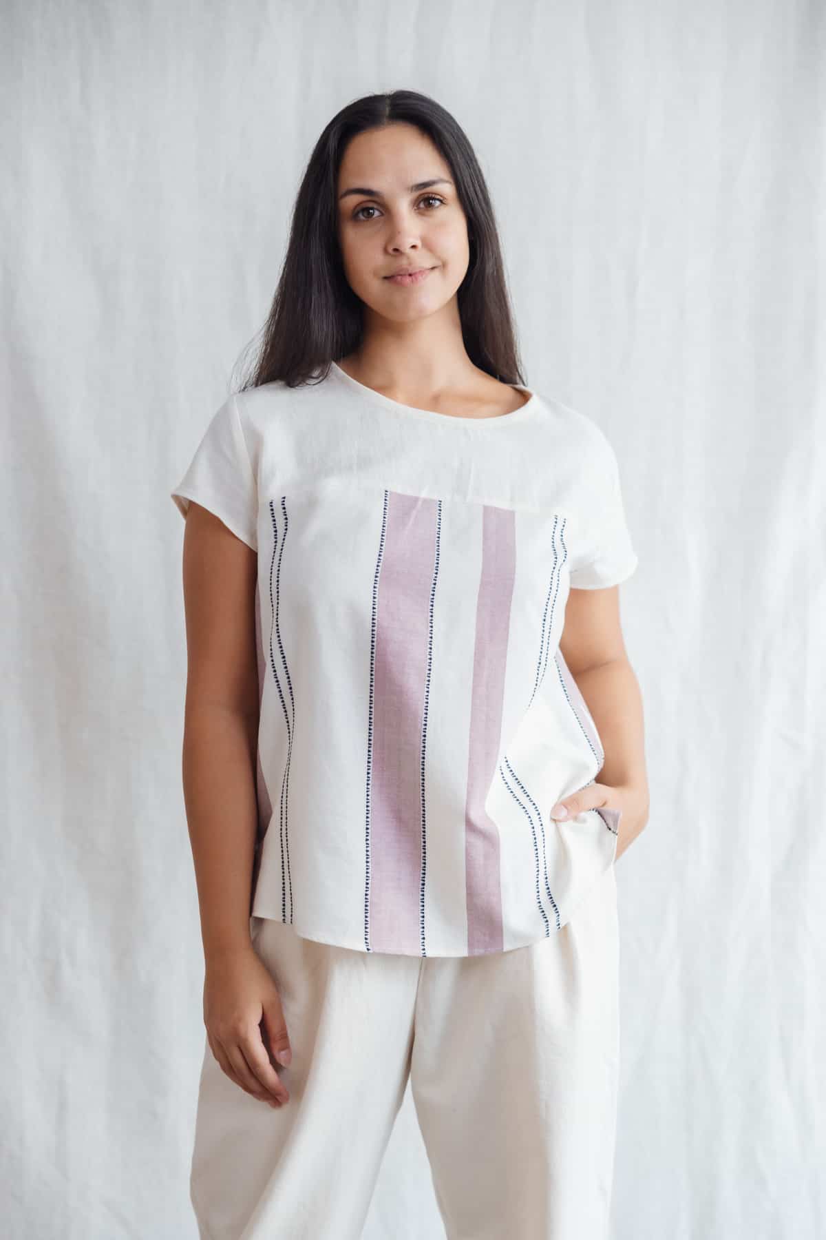 Jyoti Fair Works  T-Shirt Shalin-Patroon Geweven