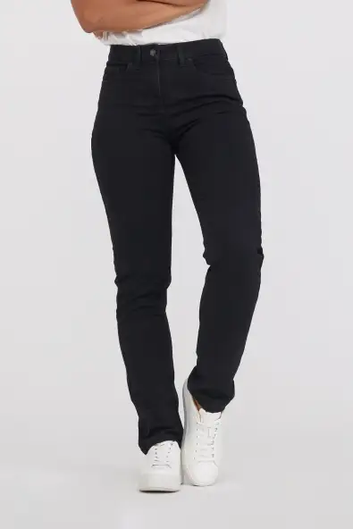 LAURIE  Jeans Charlotte Normale Middellange Ecolabel Gewassen Zwarte Denim