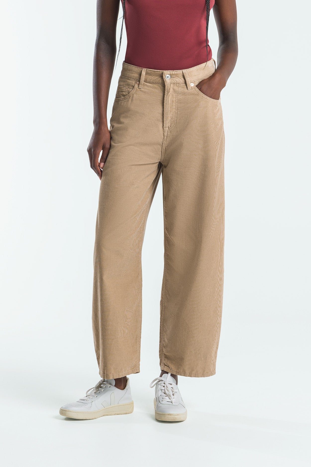 Kings of Indigo  Cropped Jeans Unisex Leila Zilver Nerts Beige