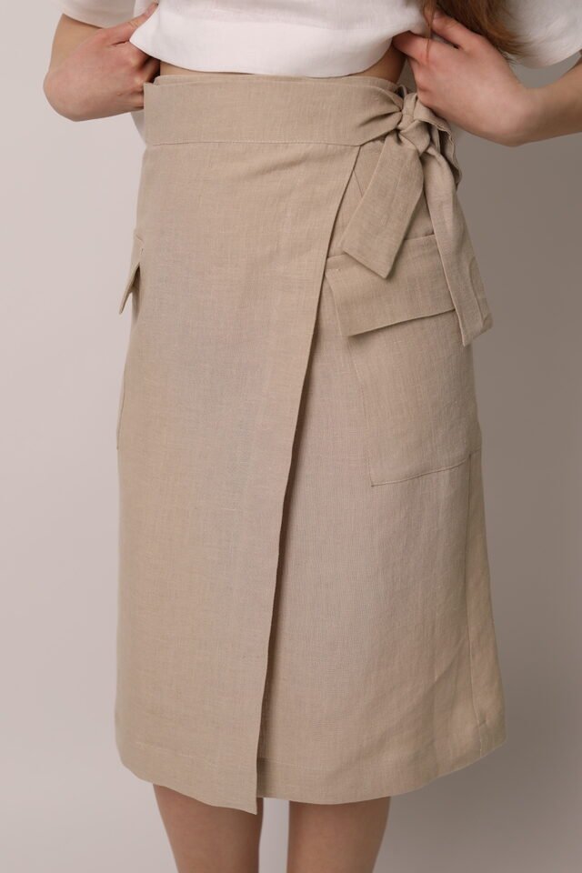 Amber Linen  Wikkelrok Vita Pale Sand