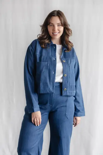 Jyoti - Fair Works  Korte Jas Mayur Denim Blue