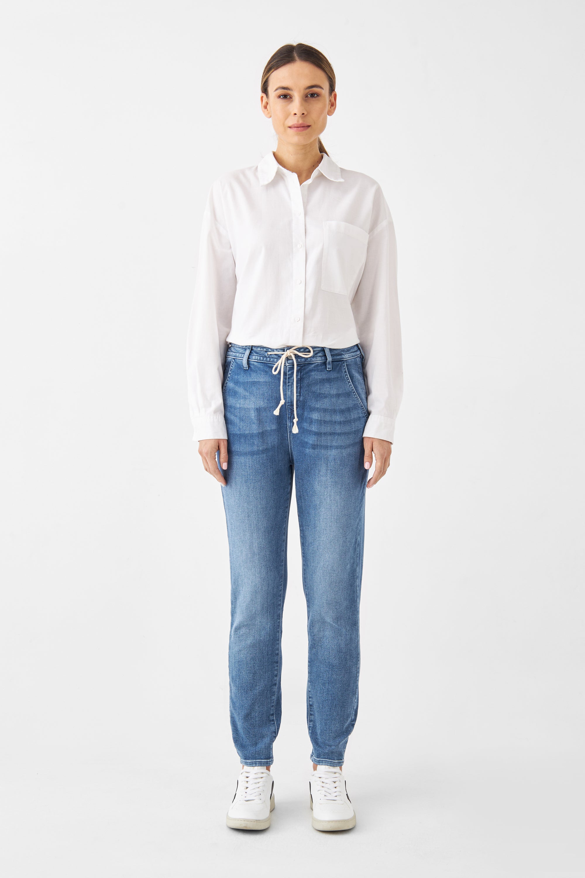 Dawn  Denim Joggingbroek Sunshine Tapered Cosy Lichtblauw