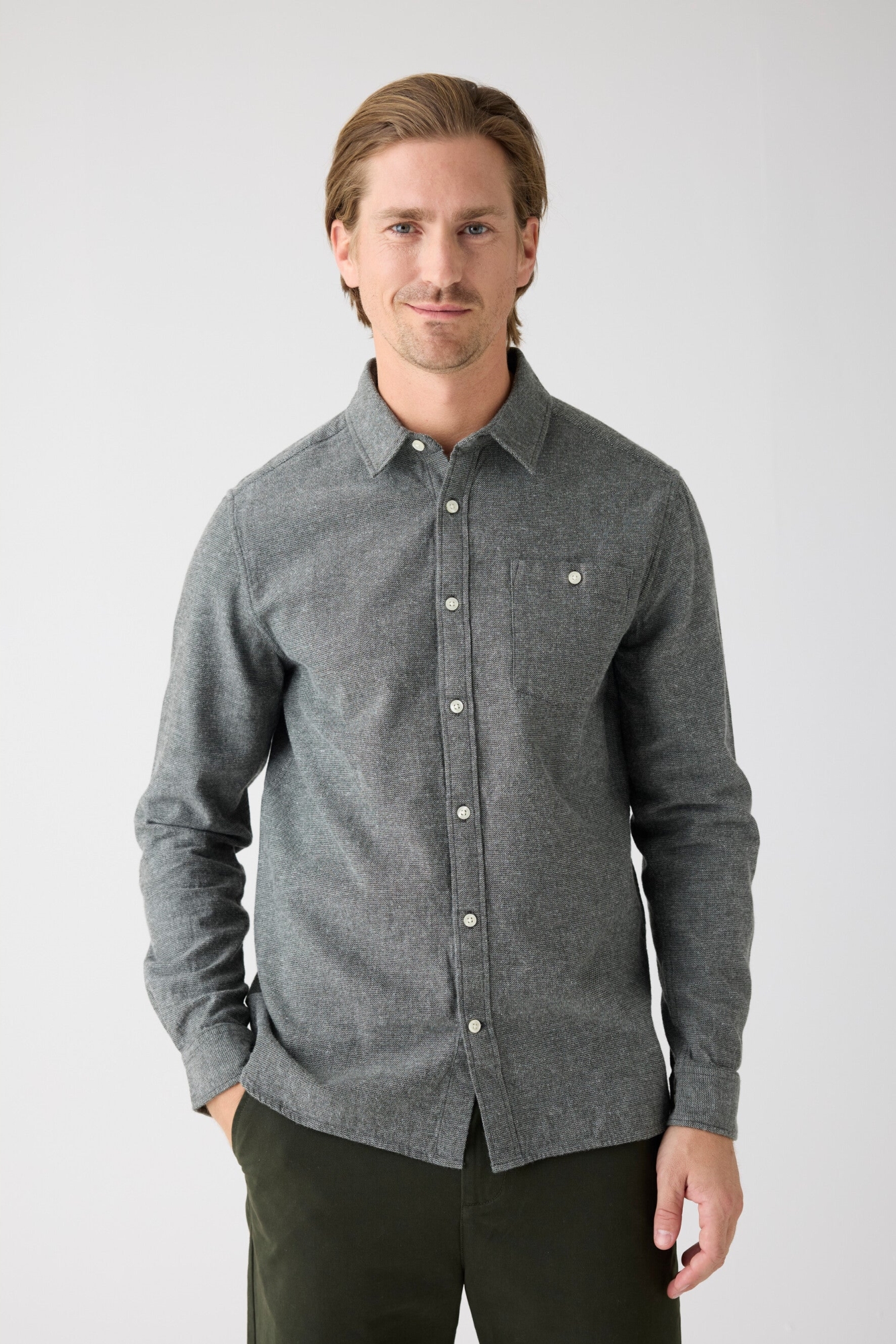 KnowledgeCotton Apparel mannen vegan Shirt Flanel Forrest Nachtgroen/Grijs