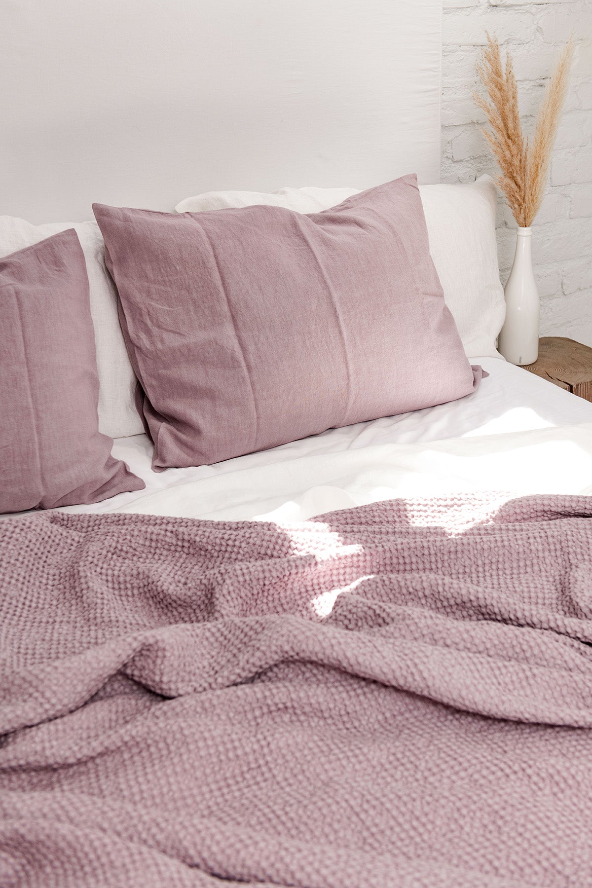 AmourLinen  Linnen Wafeldeken Dusty Rose