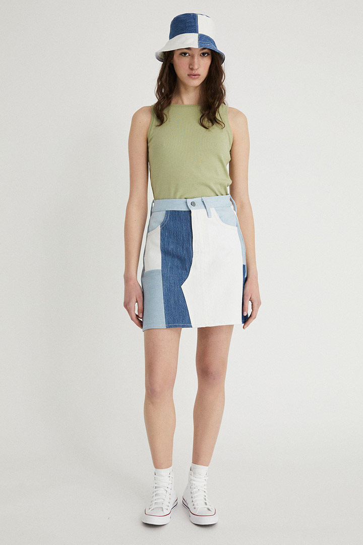 Infinitdenim  Kort Rokje Upcycled Wit & Blauw