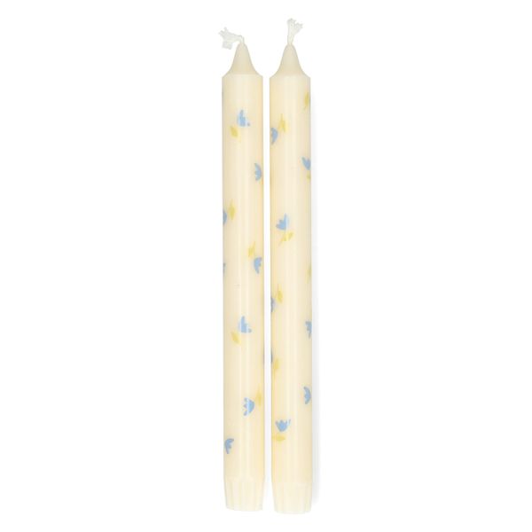 Dinerkaarsen, met bloemen, 25 cm, 2 stuks