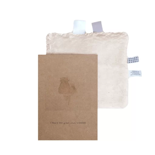 Kraamcadeau Knuffeldoekje en Ansichtkaart – Peach Blush