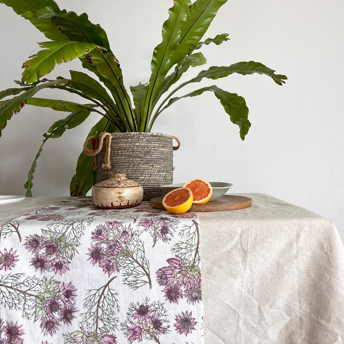 Floral Table Runner Recycled Plastic - Pink Serruria
