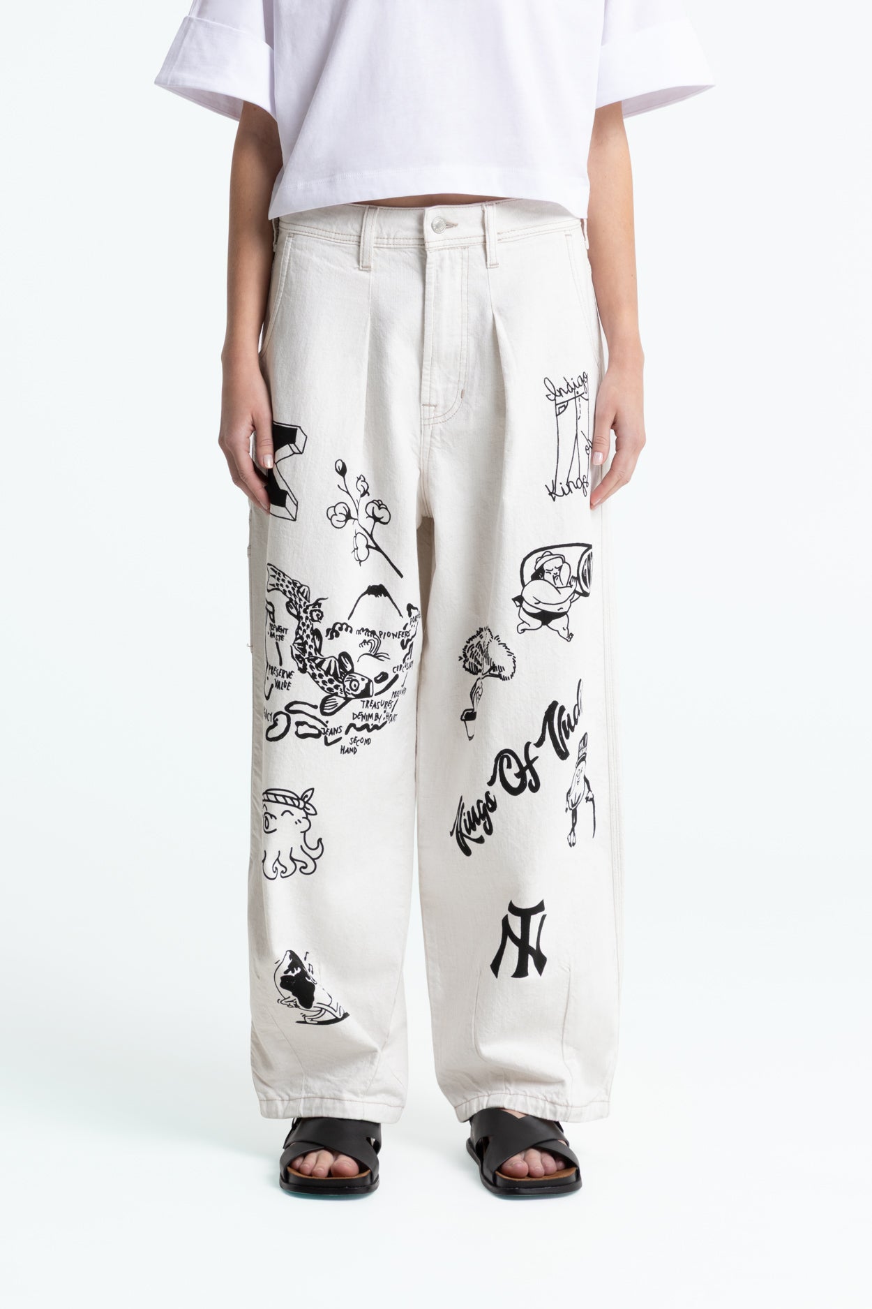 Kings of Indigo mannen vegan Broek Kimmy Amsterdam Krabbelwit