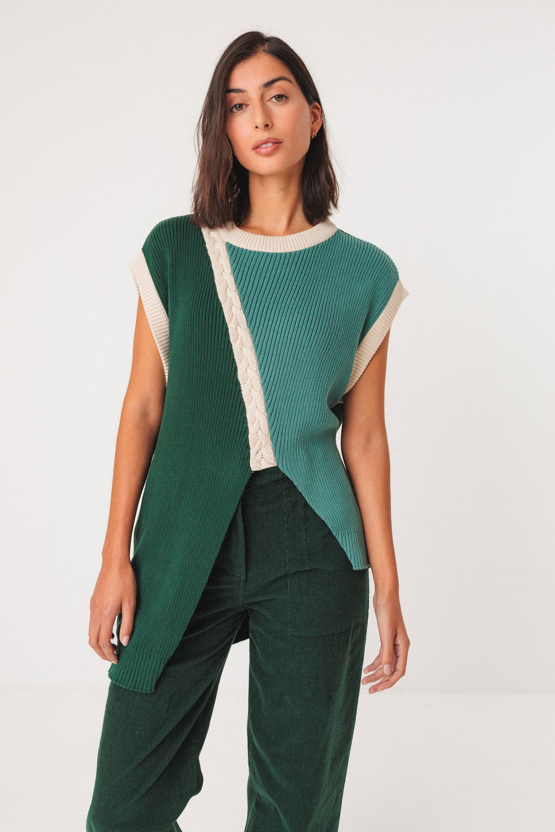 SKFK  Top Nekea Meerkleurig Groen/Wit