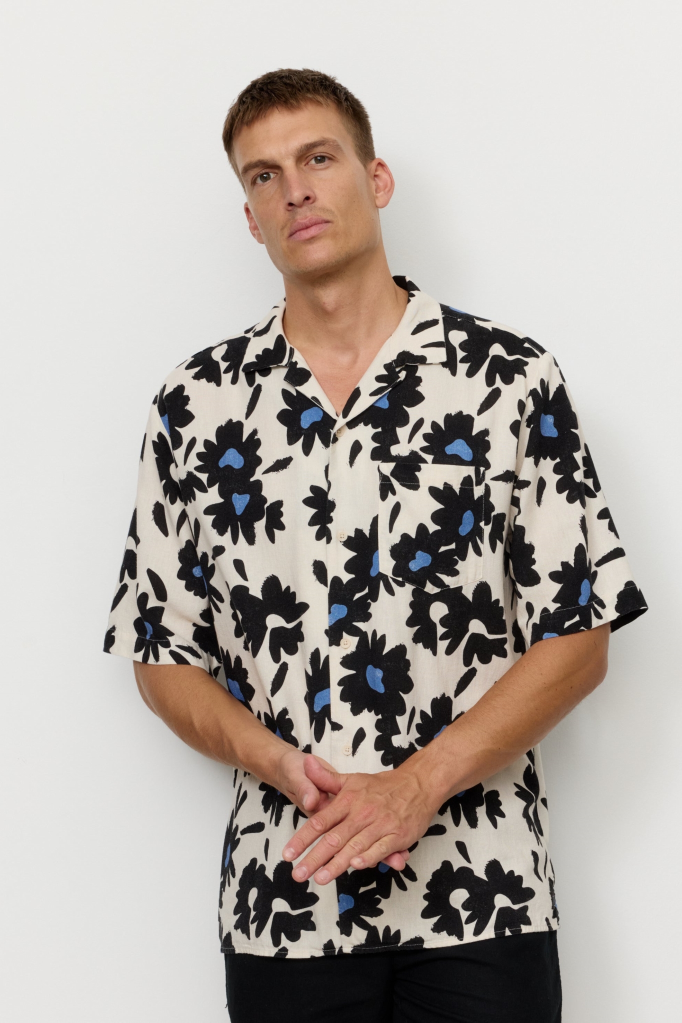 Recolution mannen vegan Shirt Cactus Bloom Elektrisch Blauw
