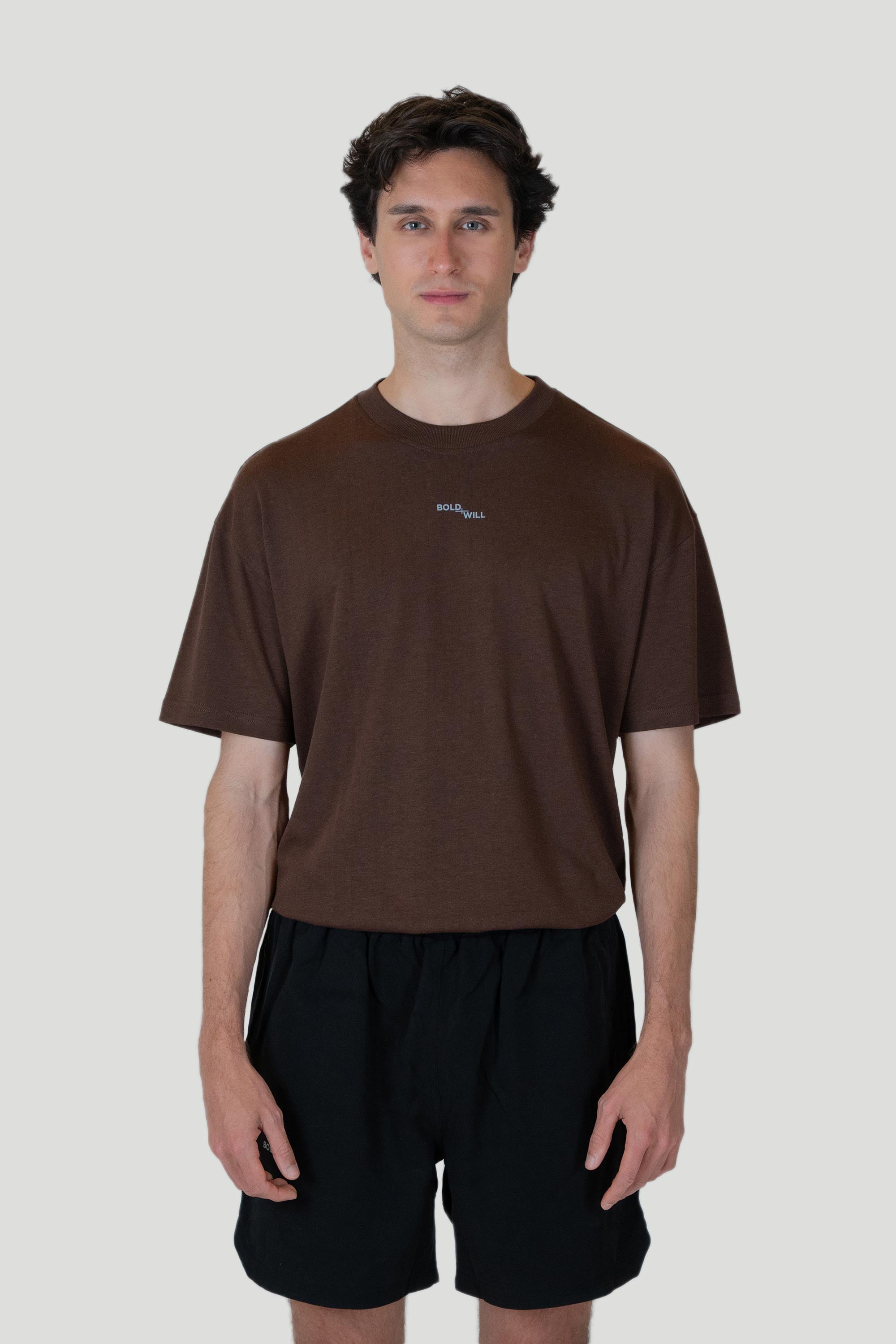 Boldwill mannen vegan T-Shirt Walnootbruin