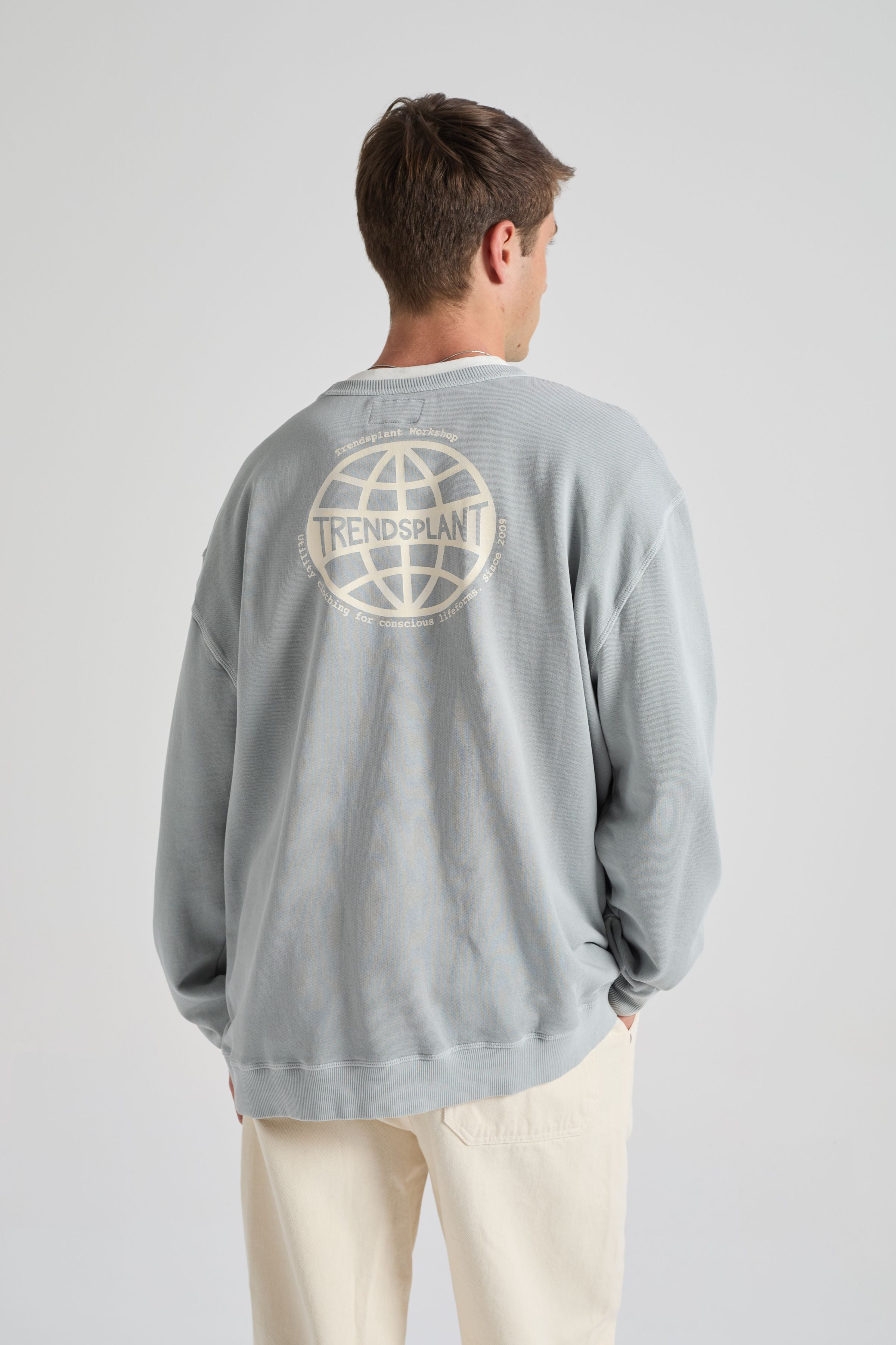 Trendsplant mannen vegan Sweatshirt Hangar Quarry Blue