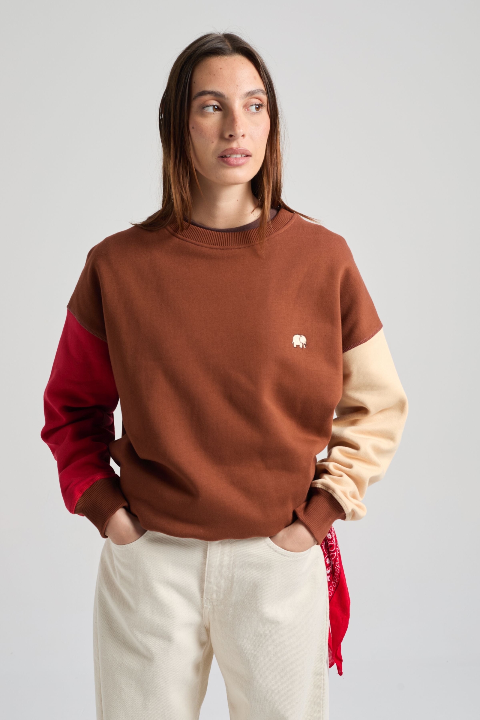 Trendsplant  Sweatshirt Color Block Cherry Mahogany