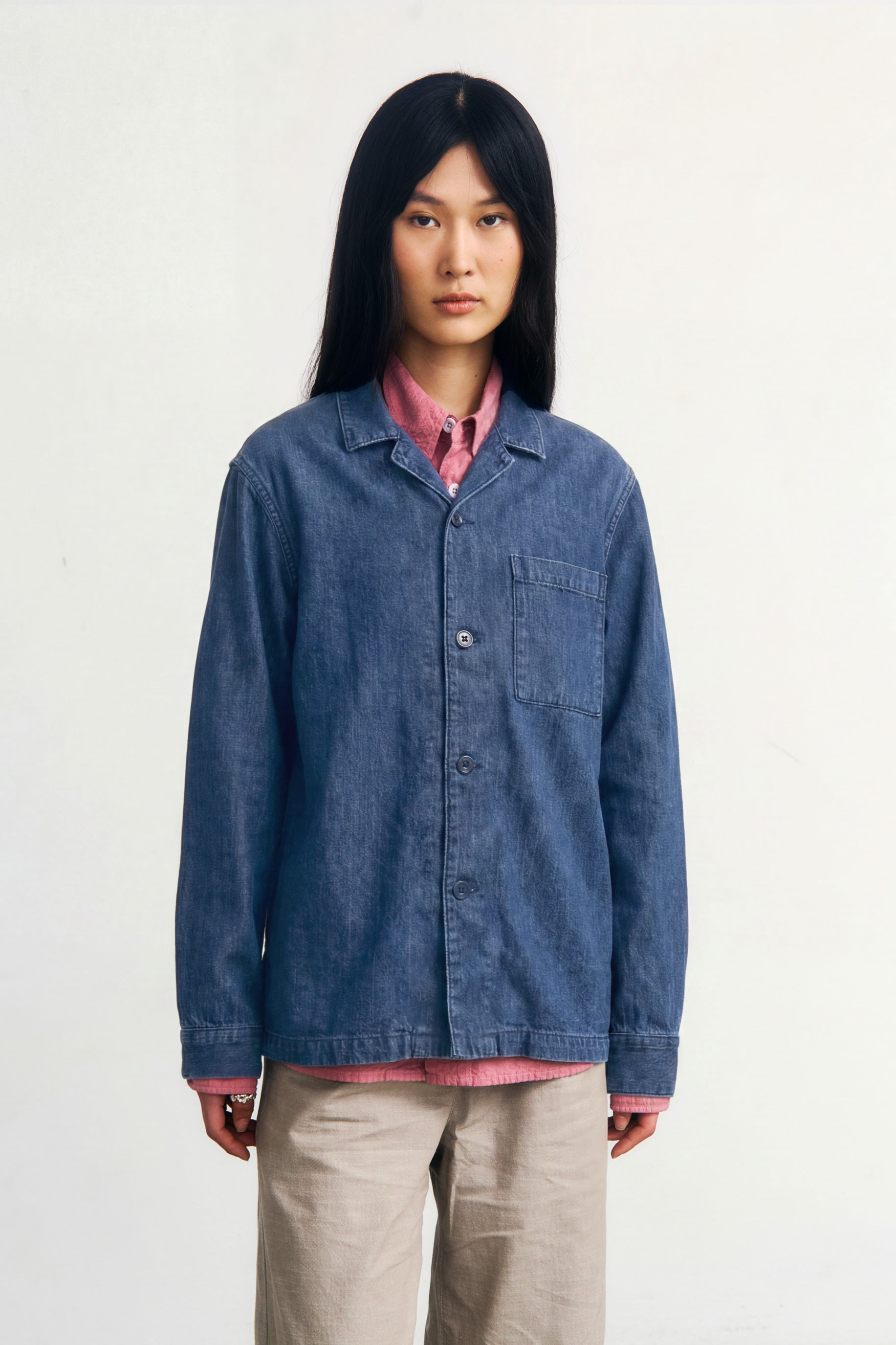 Rotholz  Overhemd In Vrijetijdsstijl Washed Denim