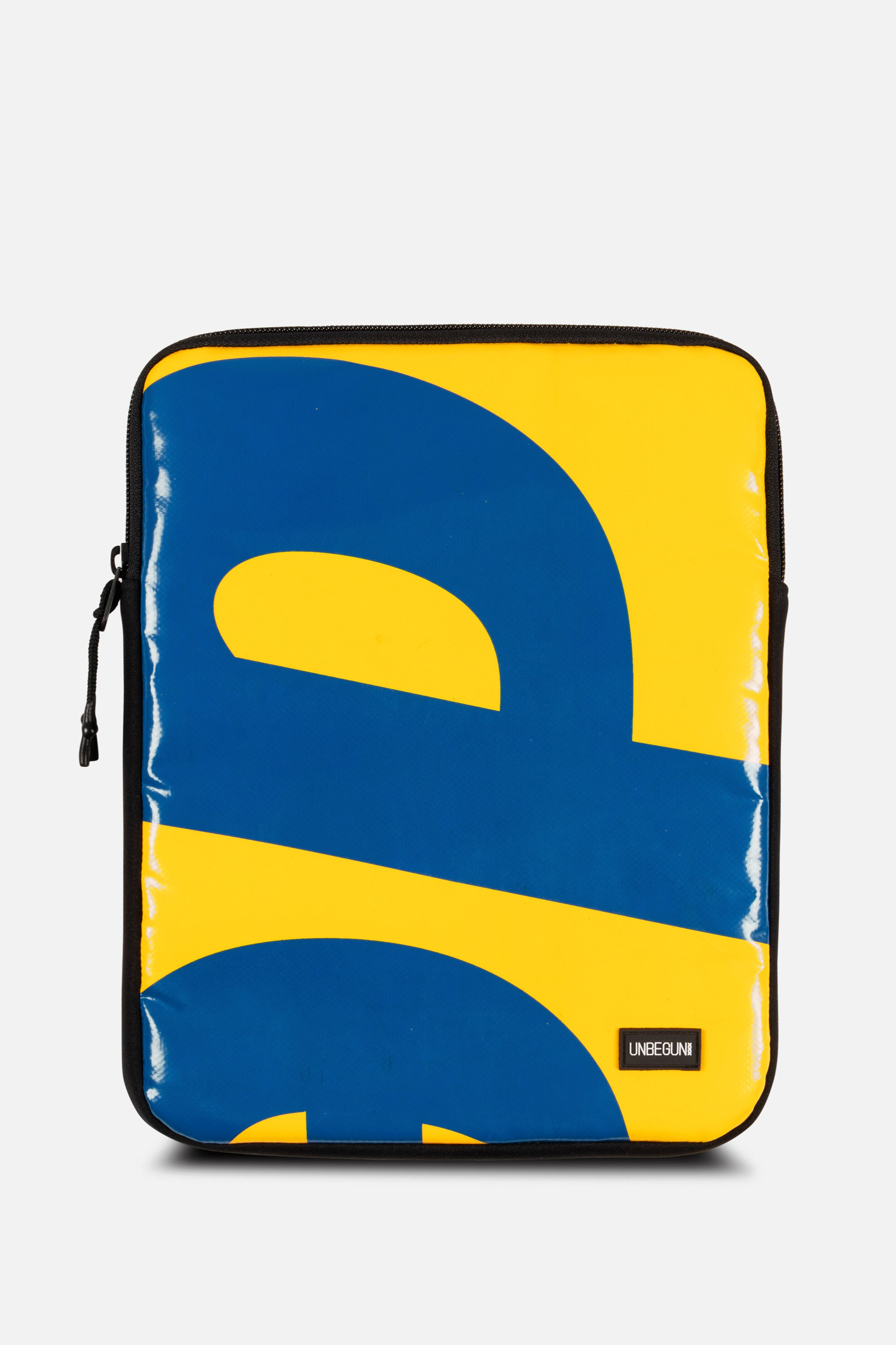 UNBEGUN mannen vegan Tablethoes Met Ipad-Print, Geel/Blauw