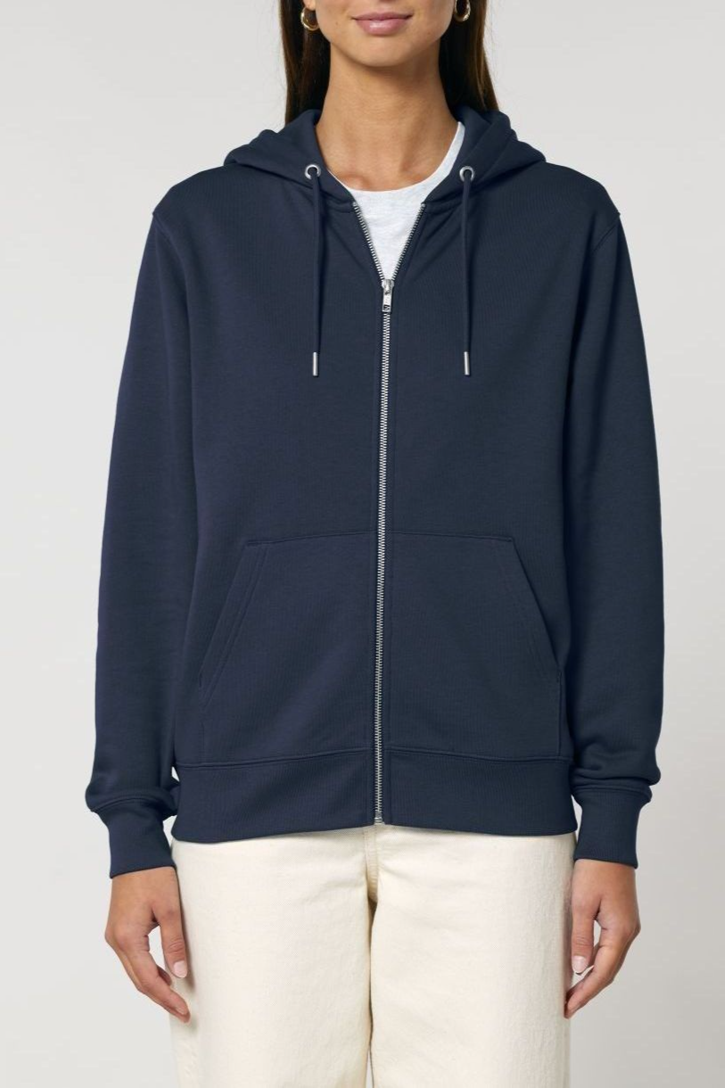 UNIPOLAR mannen vegan Rits Hoodie Basic Culving Marineblauw