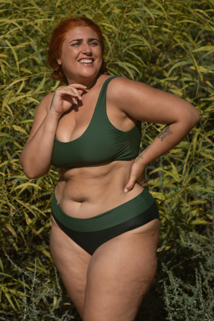 Inaska  Bikinibroekje Met Zachte Taille Flow Nature Donkergroen & Mosgroen