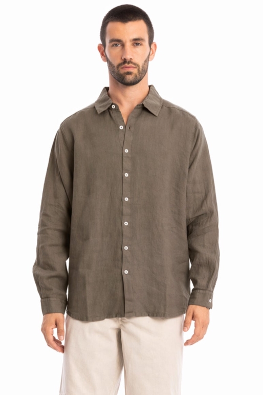 RAVENS VIEW IBIZA mannen vegan Shirt Alain Bison Brown