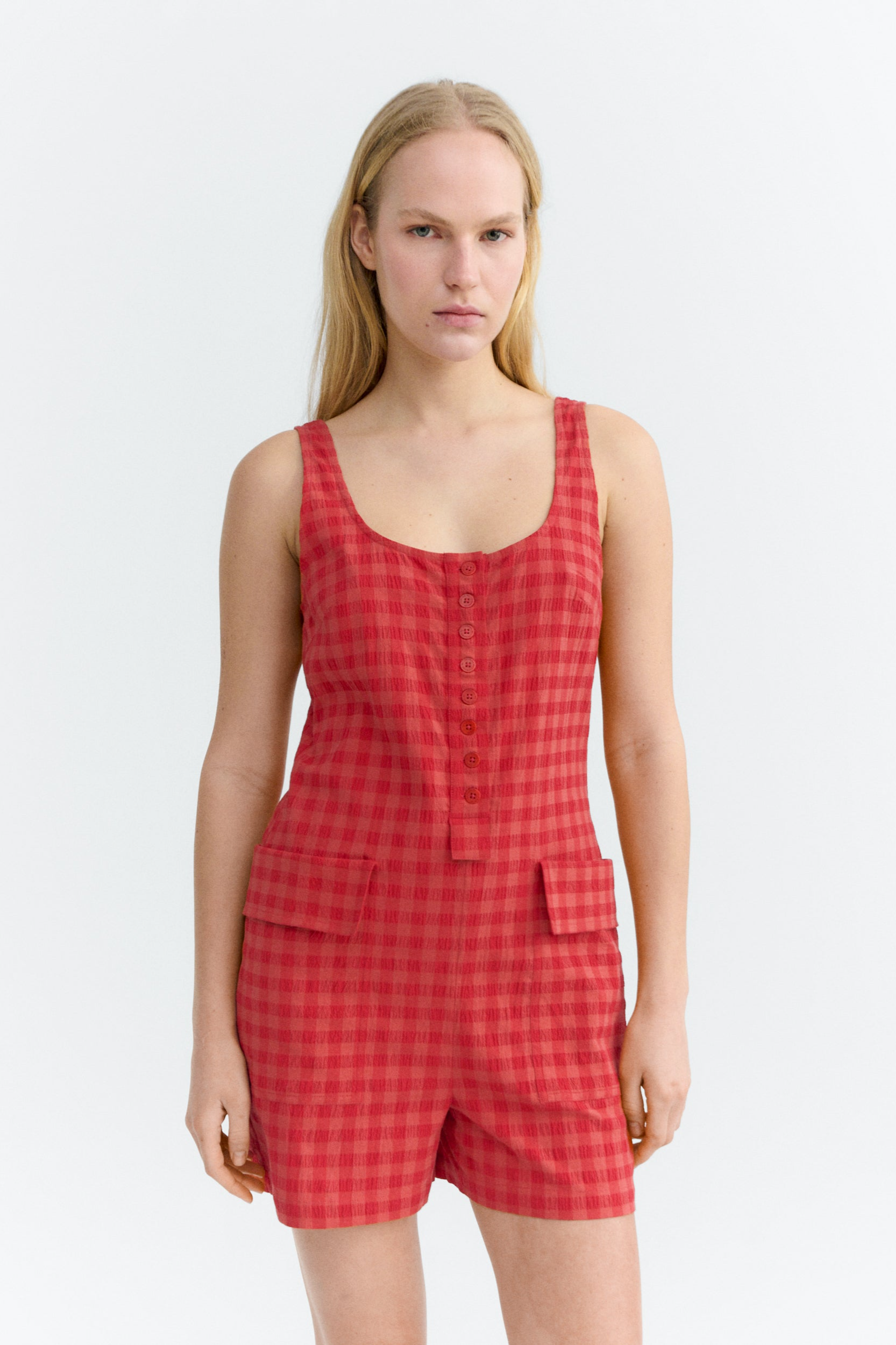 Thinking MU  Jumpsuit Van Seersucker In Maudrood