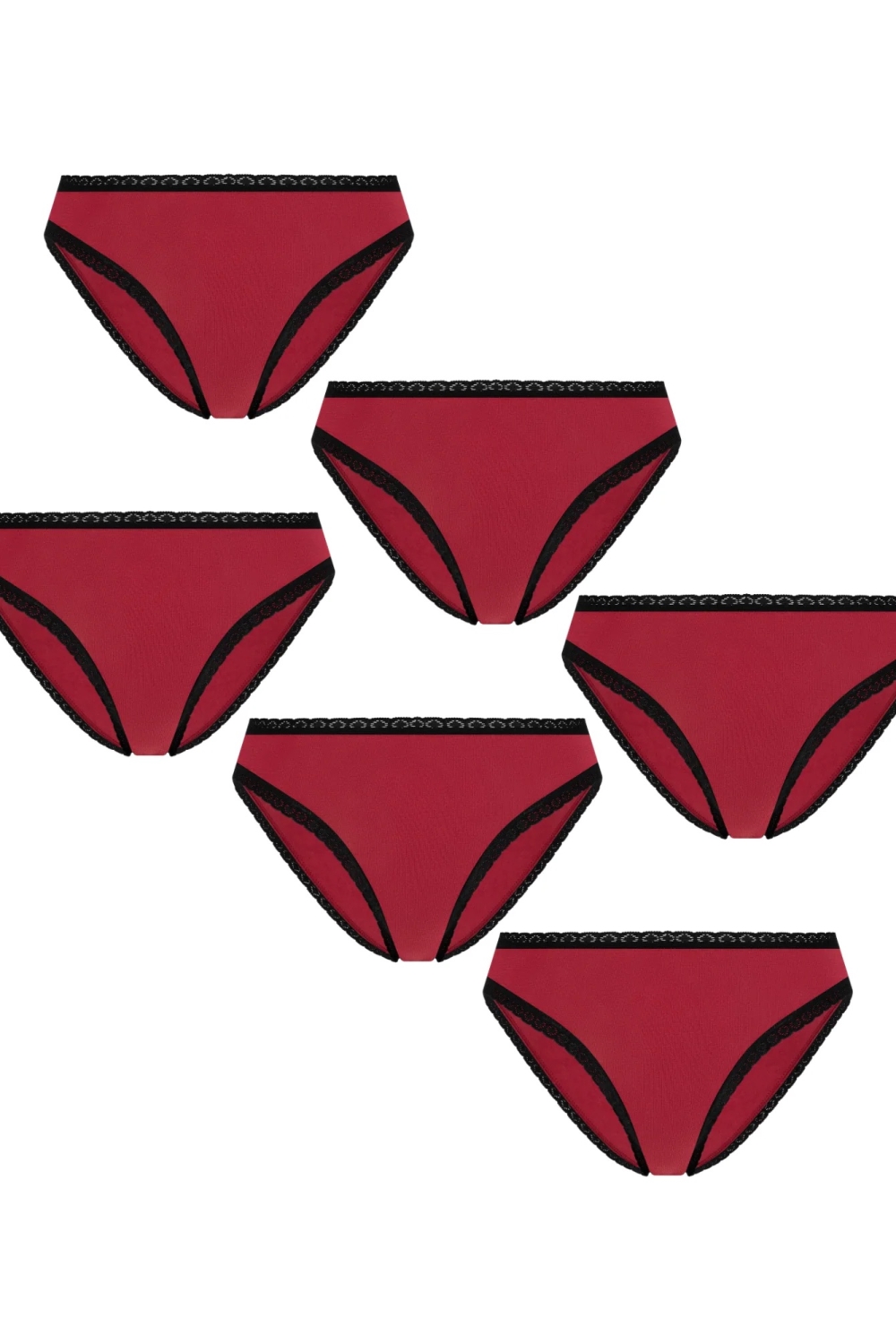 Albero Natur  Multipack Van 6 Slips Met Kant, Tibetaans Rood