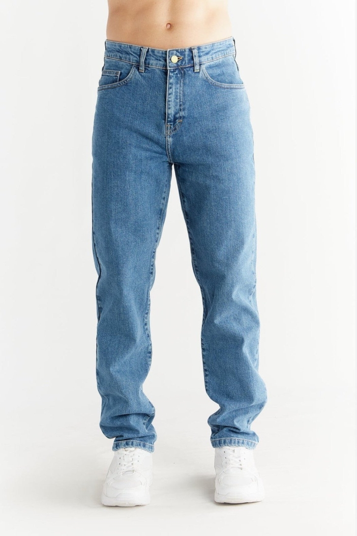 Evermind mannen vegan Jeans Met Rechte Pasvorm Lichtblauw