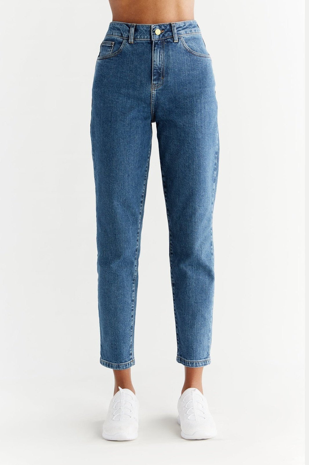 Evermind  Mom Fit Jeans In Lapisblauw